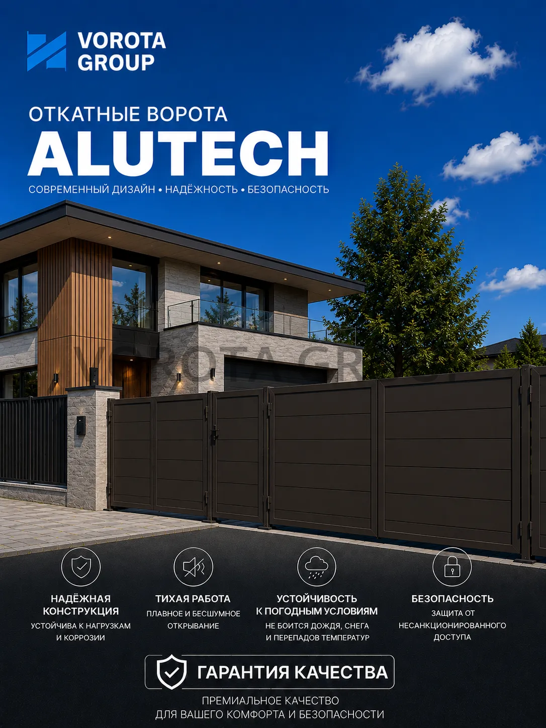 Откатные ворота Alutech Prestige (выс. х  шир.) 1210*3250