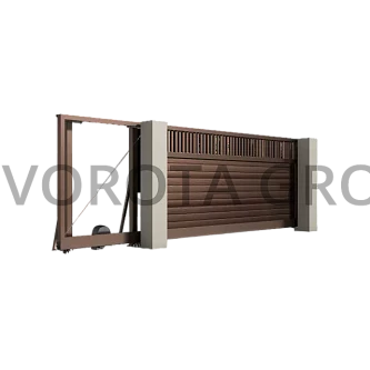 Откатные ворота на винтовых сваях Doorhan под дерево 3000x2100